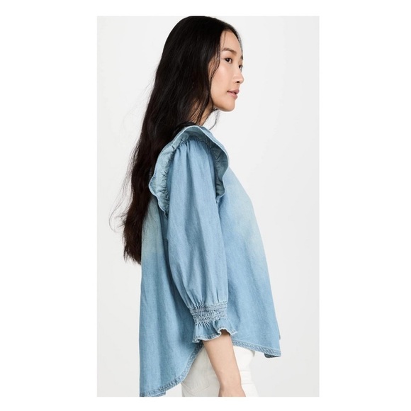 Free People Louise Denim Top in Indigo Sz XS (Runs Big) - Picture 6 of 12